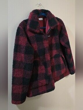Columbia Red & Black Buffalo Plaid Sherpa Jacket